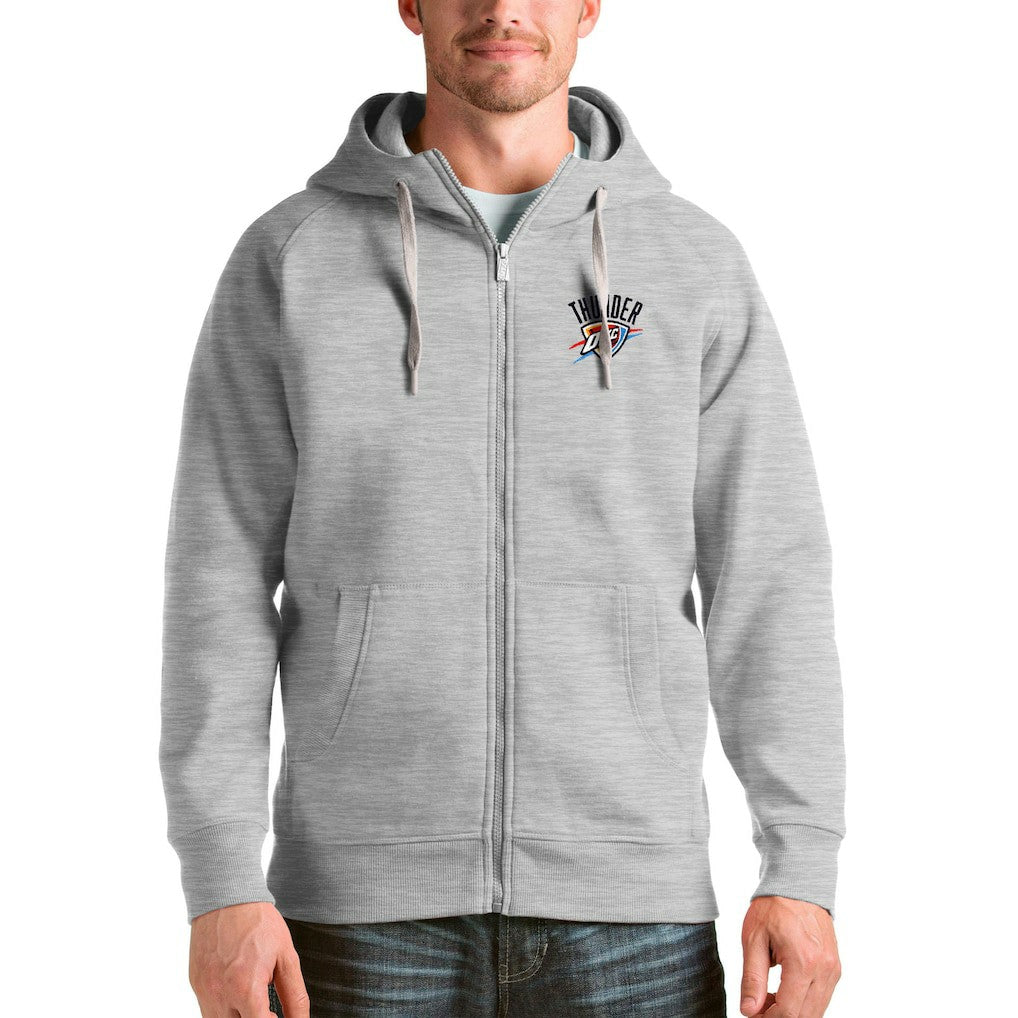 Oklahoma City Thunder Antigua Logo Victory Full-Zip Hoodie Heathered Gray