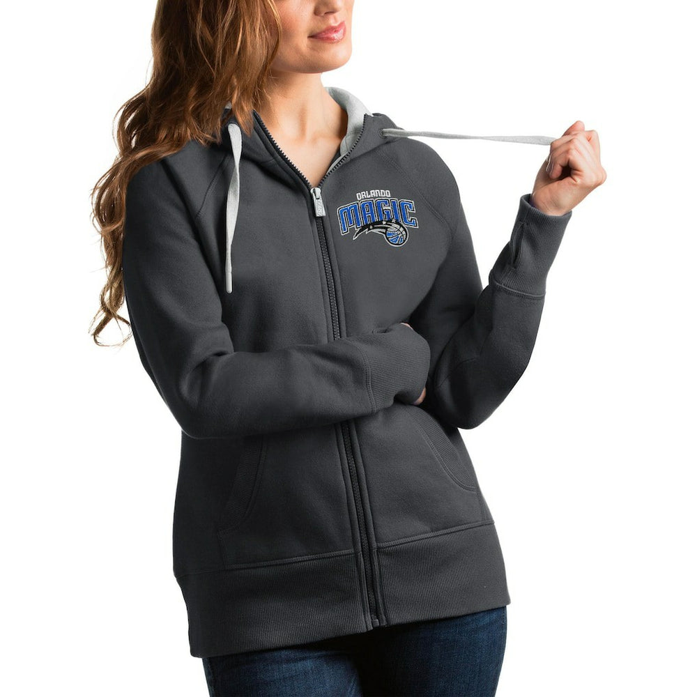 Orlando Magic Antigua Women's Victory Full-Zip Hoodie Charcoal