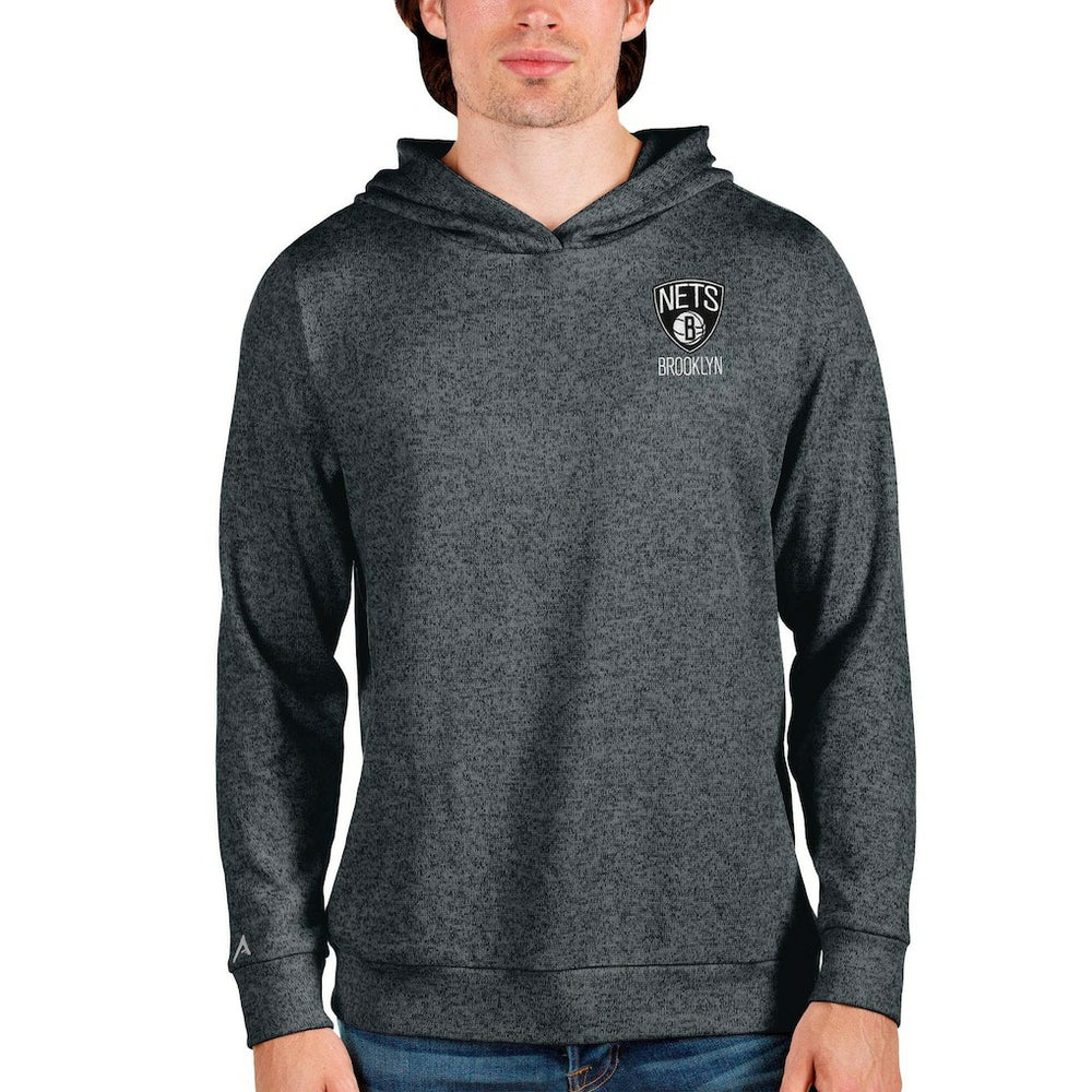 Brooklyn Nets Antigua Absolute Pullover Hoodie Heathered Charcoal