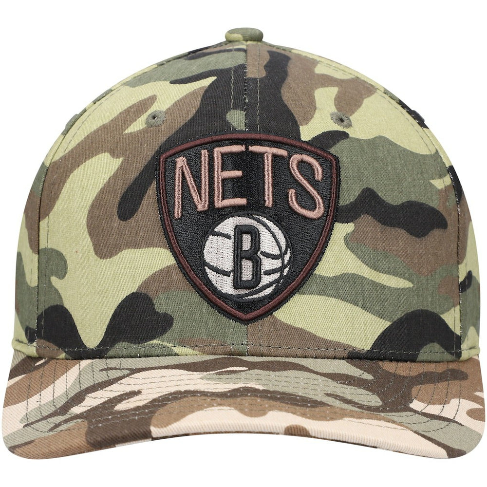 Brooklyn Nets Woodland Desert Snapback Hat Camo | Mitchell & Ness discount