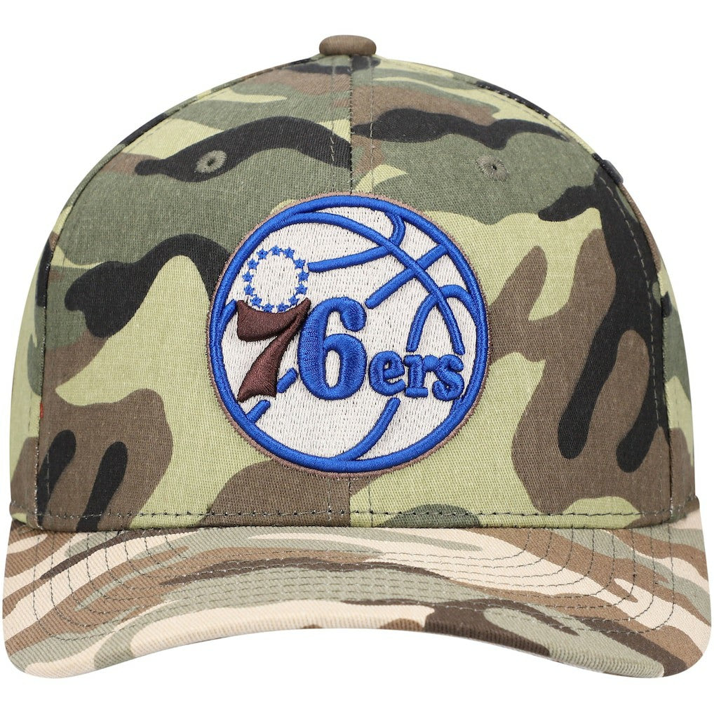Philadelphia 76ers Woodland Desert Snapback Hat Camo | Mitchell & Ness for sale