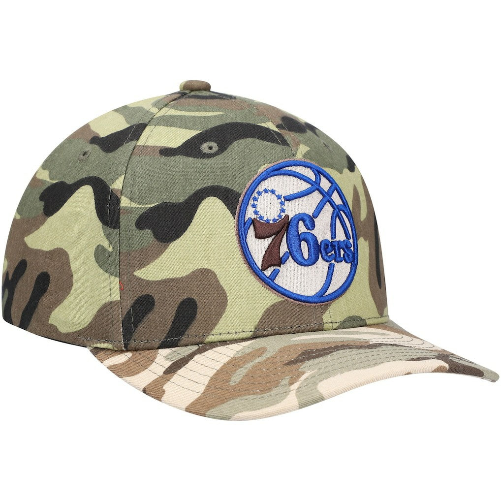 Philadelphia 76ers Woodland Desert Snapback Hat Camo | Mitchell & Ness for sale