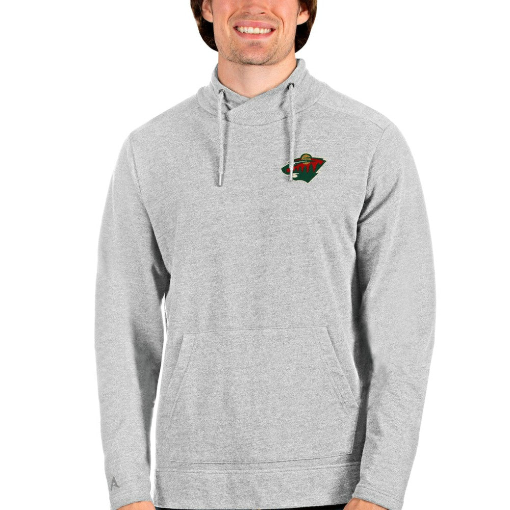 Minnesota Wild Antigua Team Reward Crossover Neckline Pullover Sweatshirt - Heathered Gray - NHL 4562419