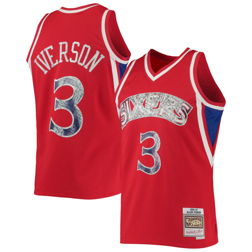 Allen Iverson Philadelphia 76ers 1996/97 Hardwood Classics NBA 75th Anniversary Diamond Swingman Jersey Red | Mitchell & Ness Near Me