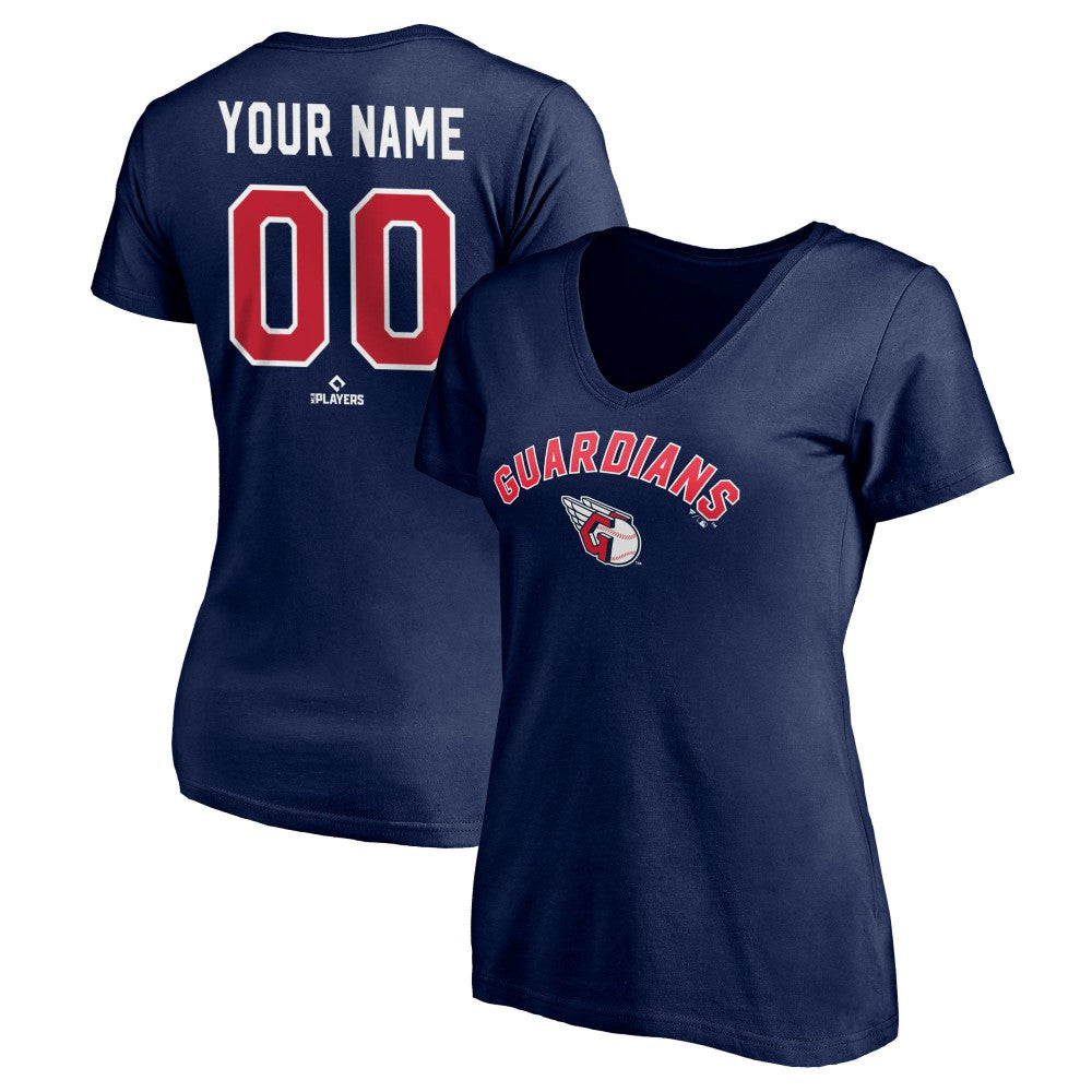 Cleveland Guardians Women's Personalized Winning Streak V-Neck T-Shirt - Navy - MLB Lifestyle