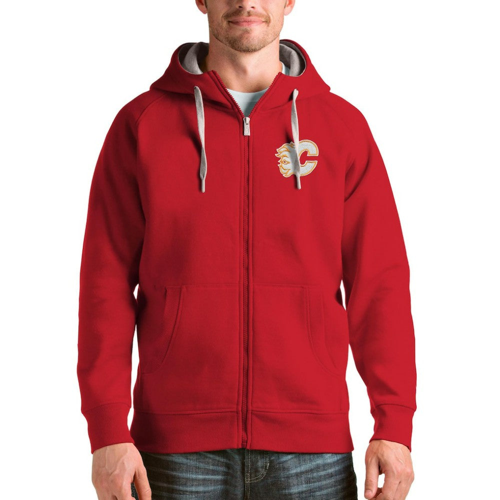 Calgary Flames Antigua Logo Victory Full-Zip Hoodie - Red - NHL 4571733