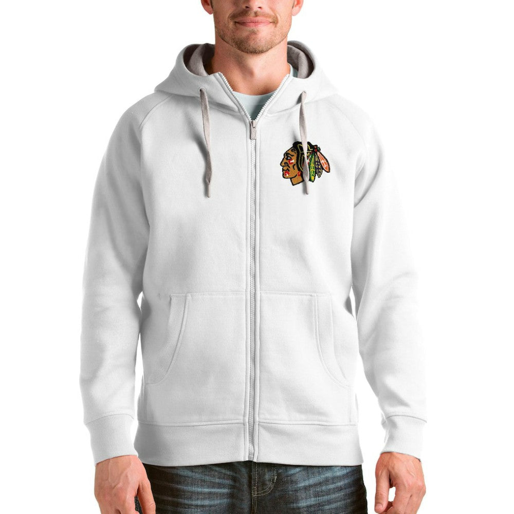Chicago Blackhawks Antigua Logo Victory Full-Zip Hoodie - White - NHL 4571740