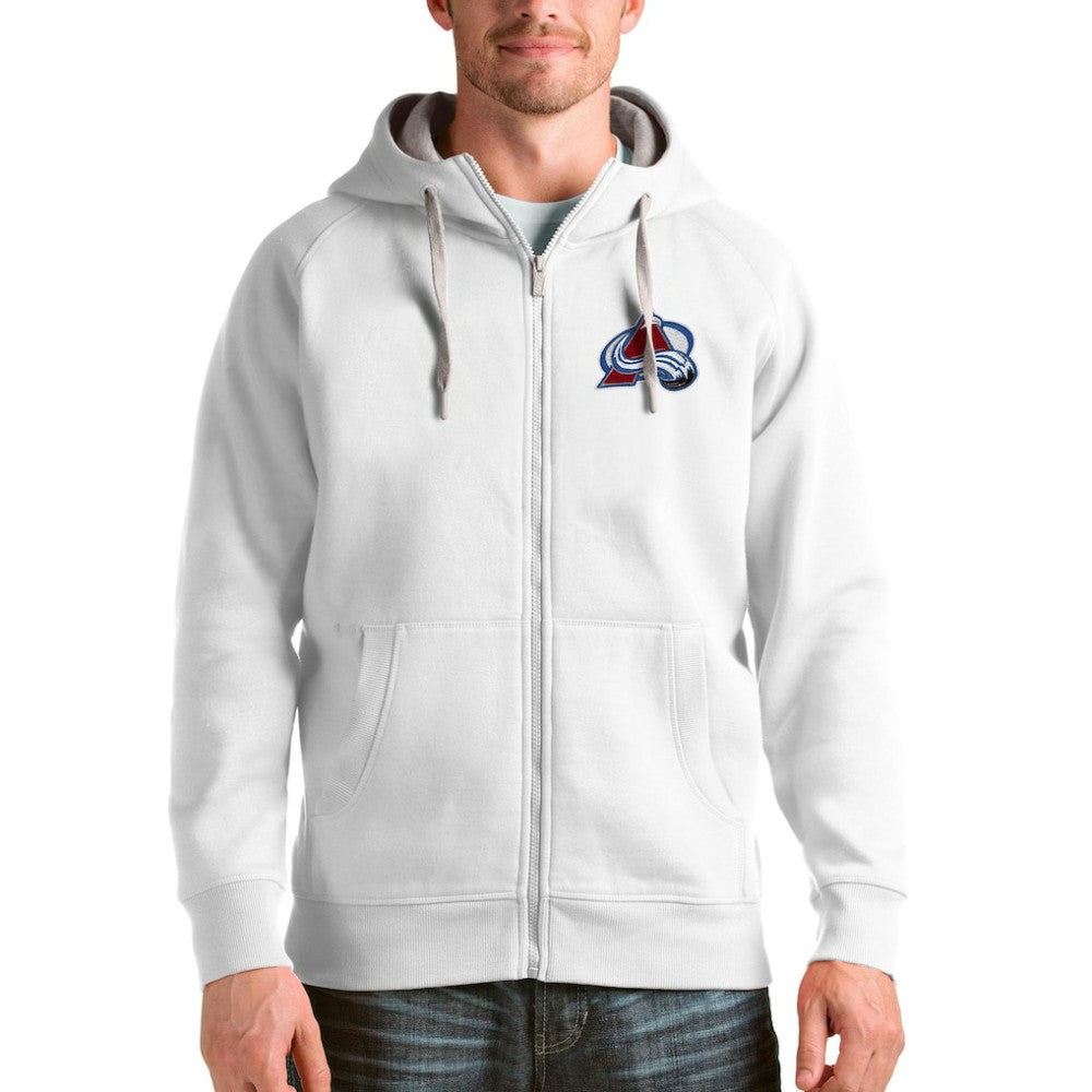 Colorado Avalanche Antigua Logo Victory Full-Zip Hoodie - White - NHL 4571745