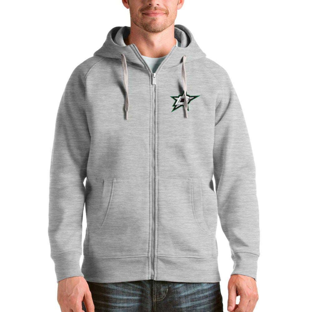 Dallas Stars Antigua Logo Victory Full-Zip Hoodie - Heathered Gray - NHL 4571763
