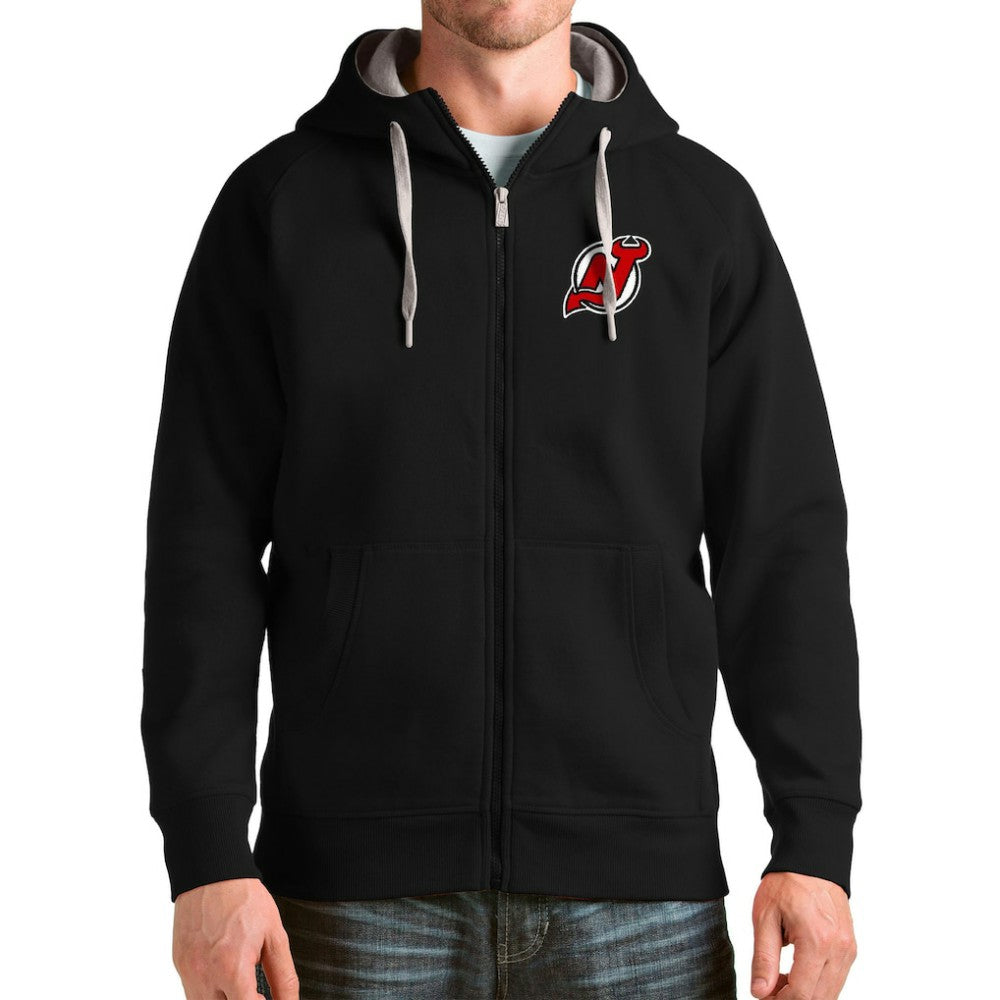 New Jersey Devils Antigua Logo Victory Full-Zip Hoodie - Black - NHL 4571808