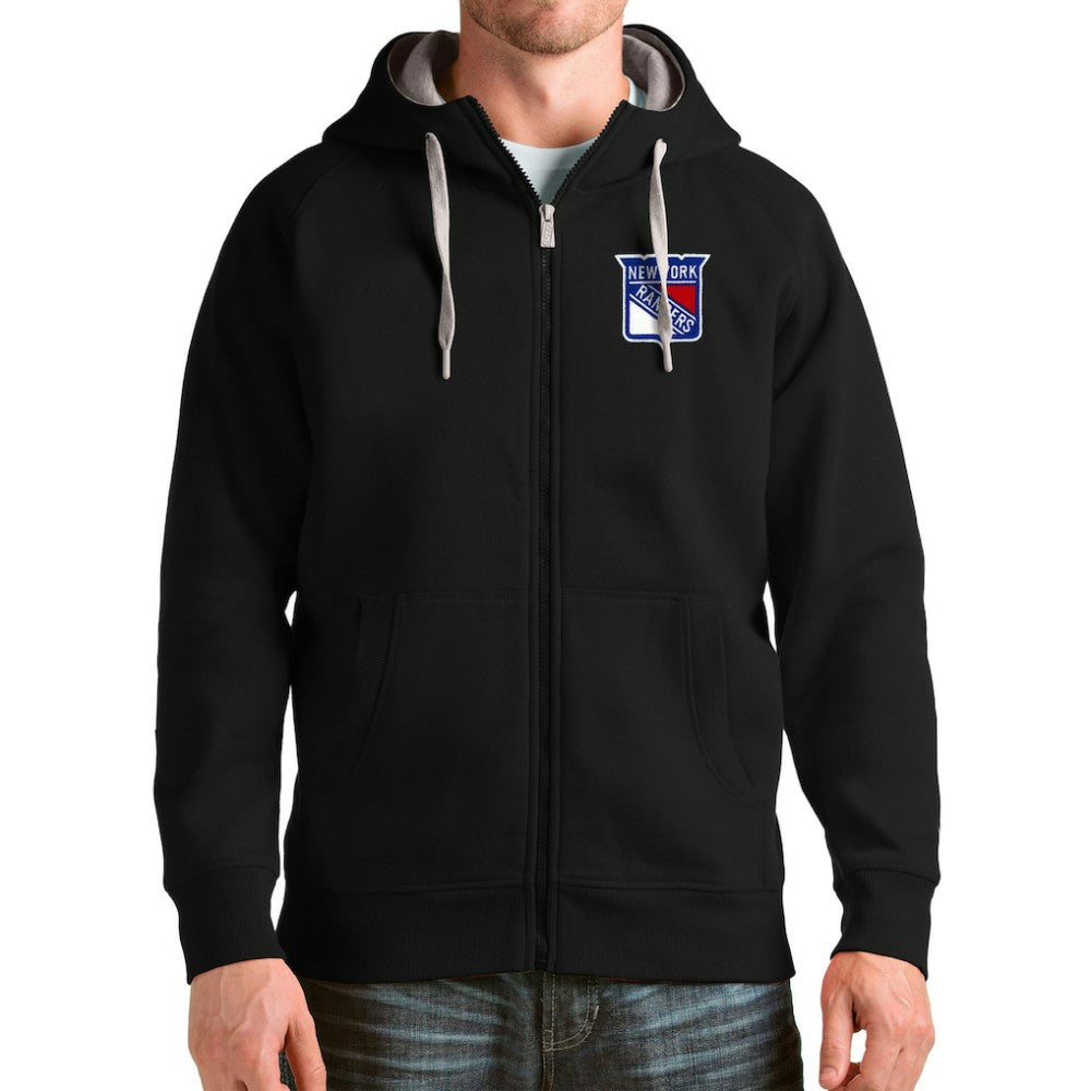 New York Rangers Antigua Logo Victory Full-Zip Hoodie - Black - NHL 4571821