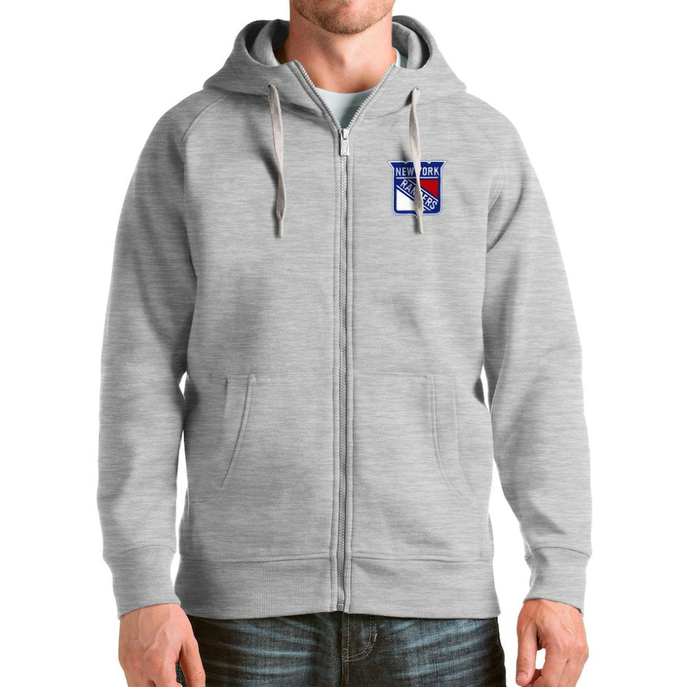 New York Rangers Antigua Logo Victory Full-Zip Hoodie - Heathered Gray - NHL 4571822