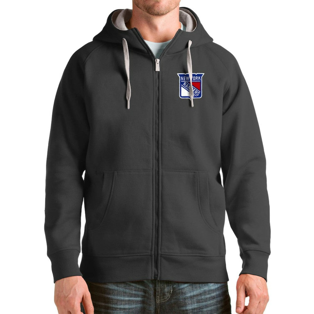 New York Rangers Antigua Logo Victory Full-Zip Hoodie - Charcoal - NHL 4571825