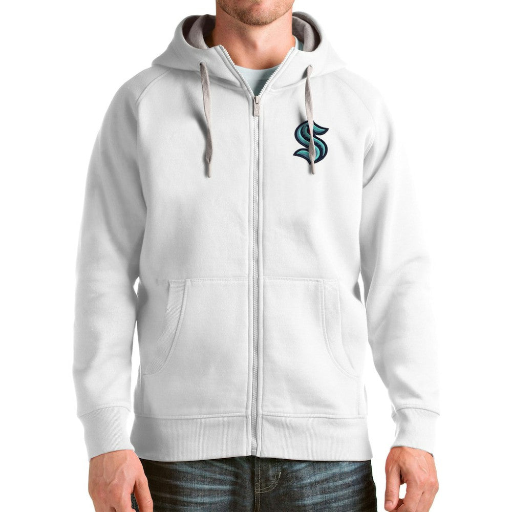 Seattle Kraken Antigua Logo Victory Full-Zip Hoodie - White - NHL 4571844