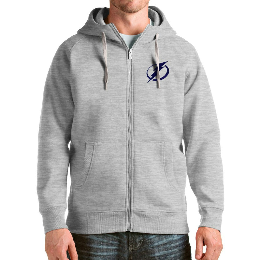 Tampa Bay Lightning Antigua Logo Victory Full-Zip Hoodie - Heathered Gray - NHL 4571859