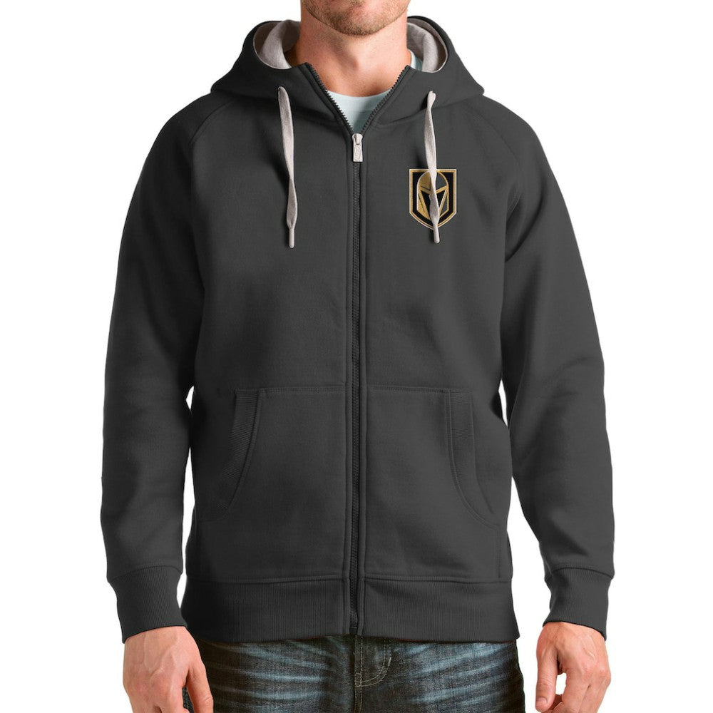 Vegas Golden Knights Antigua Logo Victory Full-Zip Hoodie - Charcoal - NHL 4571876