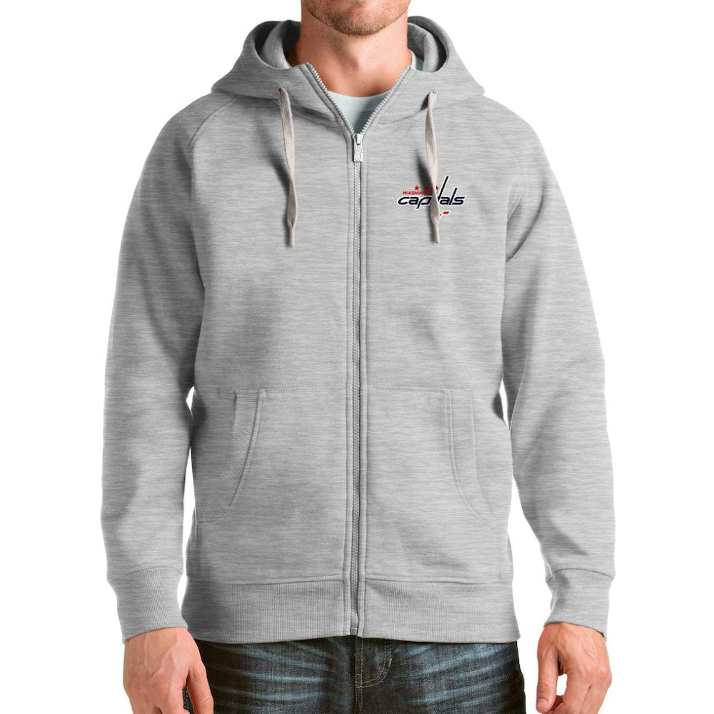 Washington Capitals Antigua Logo Victory Full-Zip Hoodie - Heathered Gray - NHL 4571880