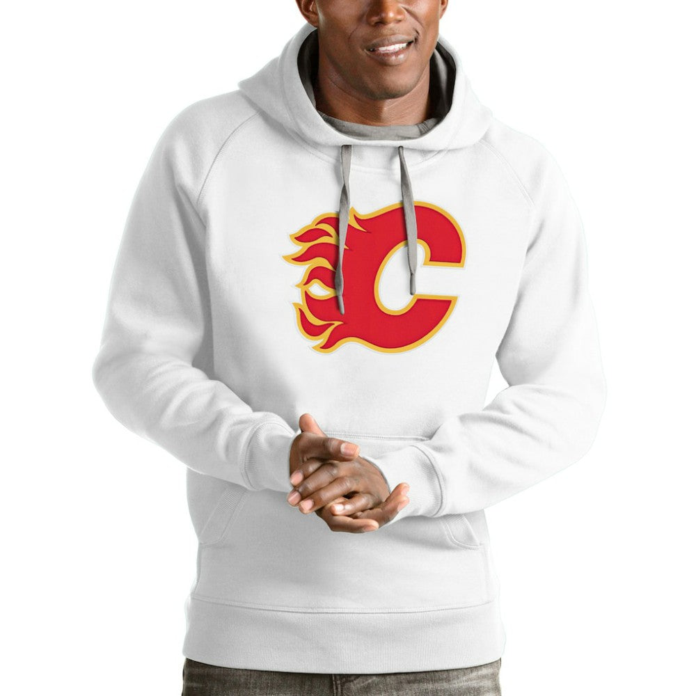 Calgary Flames Antigua Logo Victory Pullover Hoodie - White - NHL 4571938