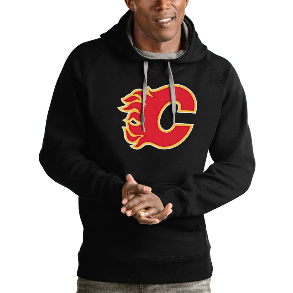 Calgary Flames Antigua Logo Victory Pullover Hoodie - Black - NHL 4571939