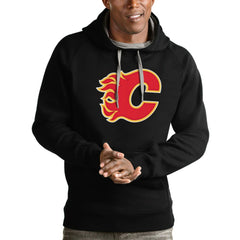 Calgary Flames Antigua Logo Victory Pullover Hoodie - Black - NHL 4571939