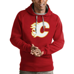 Calgary Flames Antigua Logo Victory Pullover Hoodie - Red - NHL 4571941