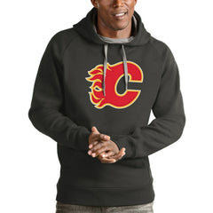 Calgary Flames Antigua Logo Victory Pullover Hoodie - Charcoal - NHL 4571942