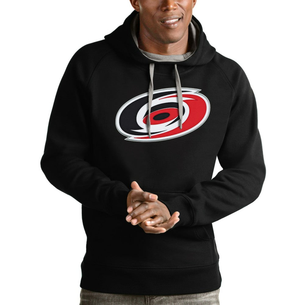Carolina Hurricanes Antigua Logo Victory Pullover Hoodie - Black - NHL 4571944