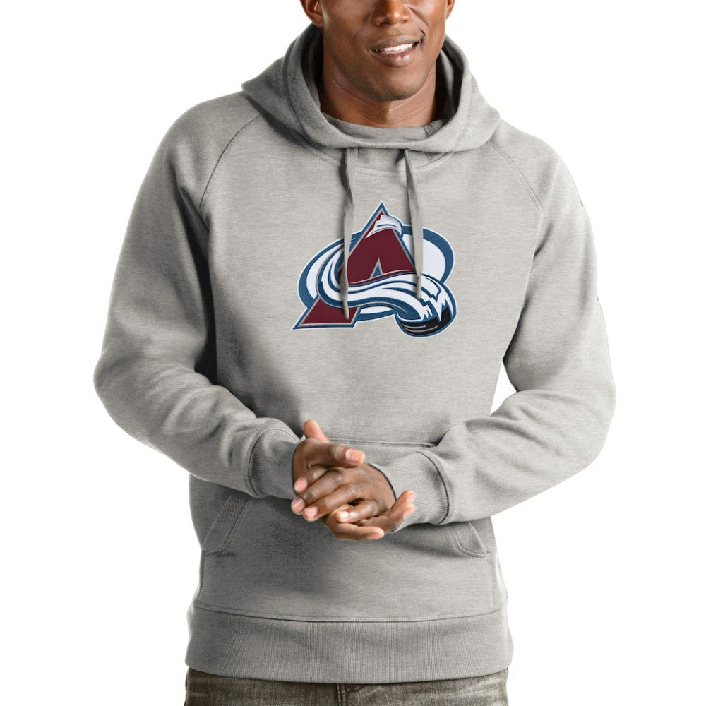 Colorado Avalanche Antigua Logo Victory Pullover Hoodie - Heathered Gray - NHL 4571956