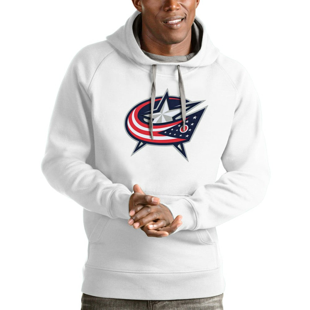 Columbus Blue Jackets Antigua Logo Victory Pullover Hoodie - White - NHL 4571960