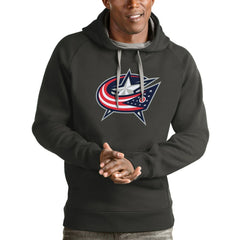 Columbus Blue Jackets Antigua Logo Victory Pullover Hoodie - Charcoal - NHL 4571965