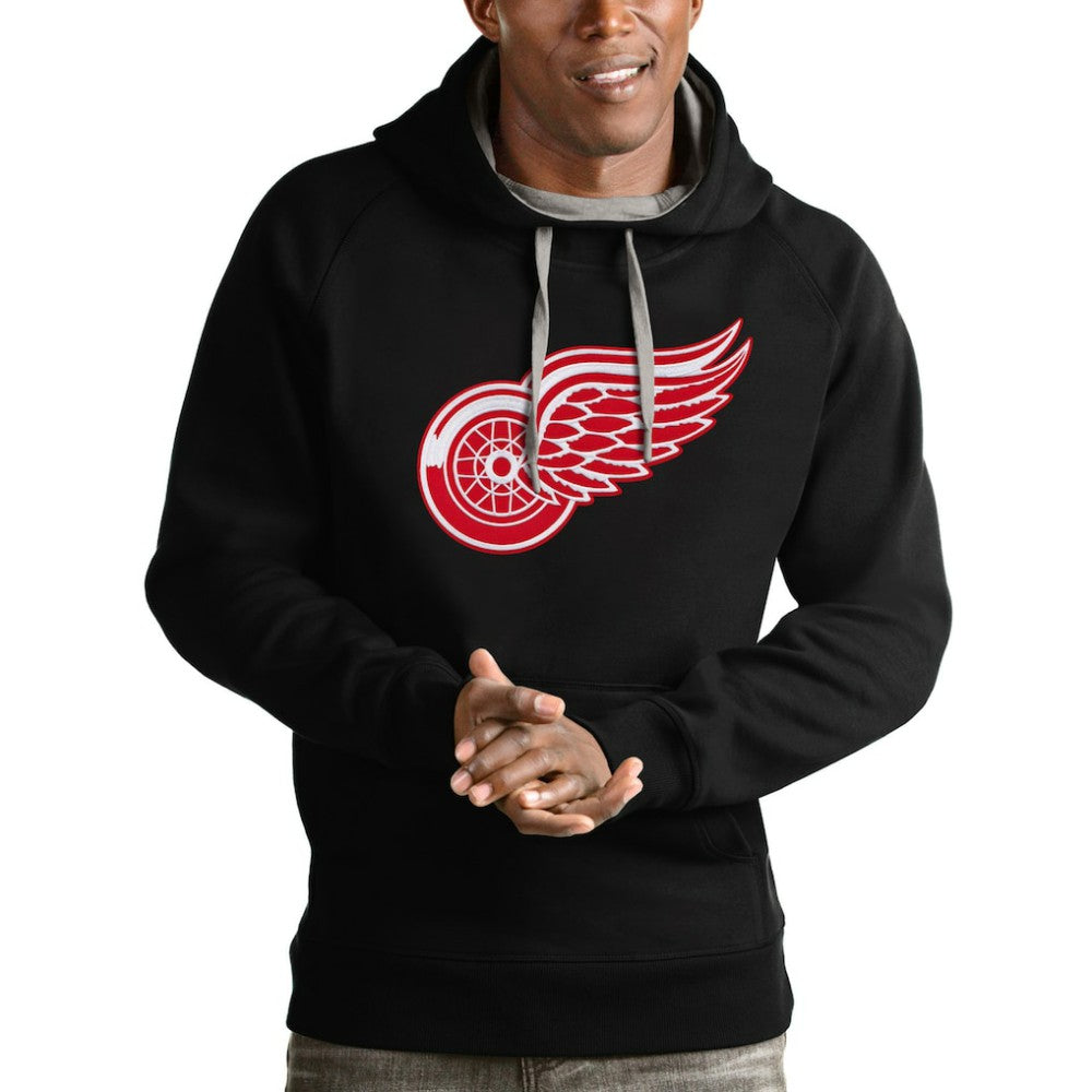 Detroit Red Wings Antigua Logo Victory Pullover Hoodie - Black - NHL 4571973