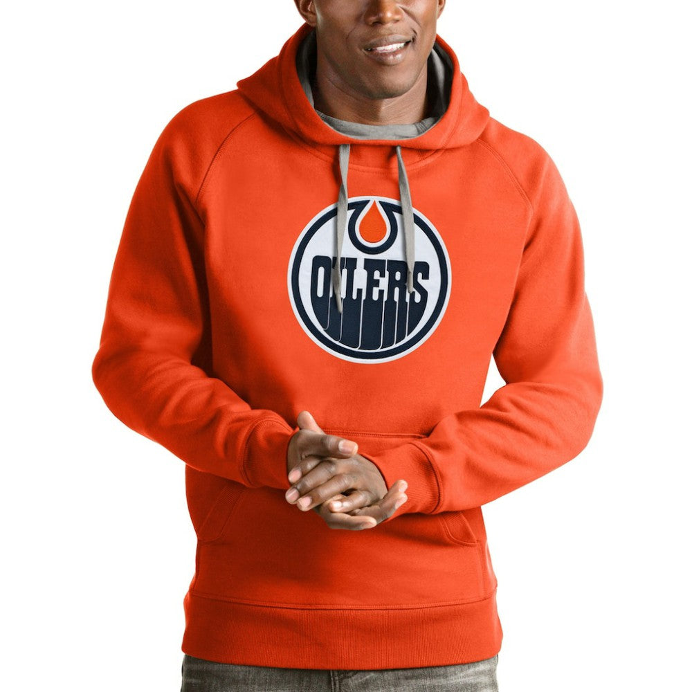 Edmonton Oilers Antigua Logo Victory Pullover Hoodie - Orange - NHL 4571981