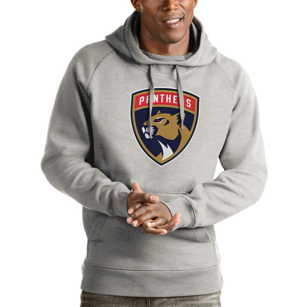 Florida Panthers Antigua Logo Victory Pullover Hoodie - Heathered Gray - NHL 4571986