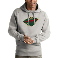 Minnesota Wild Antigua Logo Victory Pullover Hoodie - Heathered Gray - NHL 4571995