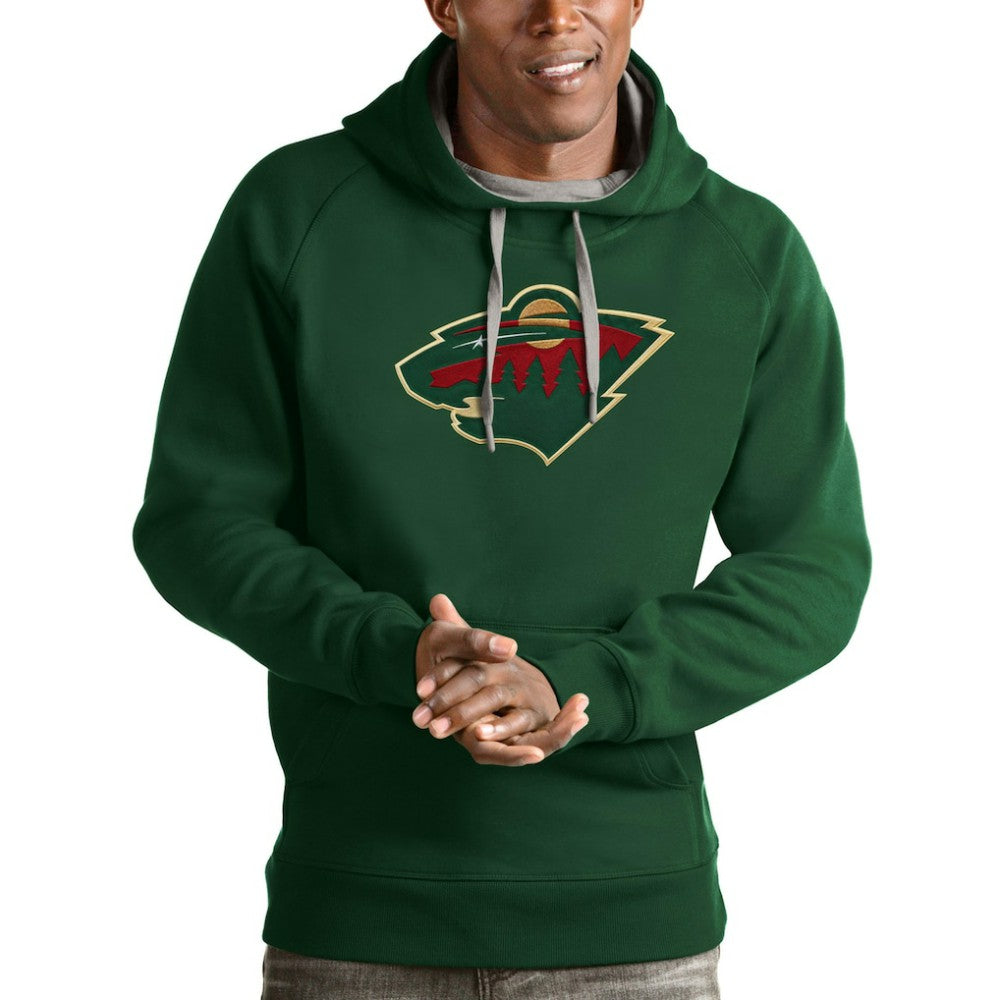 Minnesota Wild Antigua Logo Victory Pullover Hoodie - Hunter Green - NHL 4571997