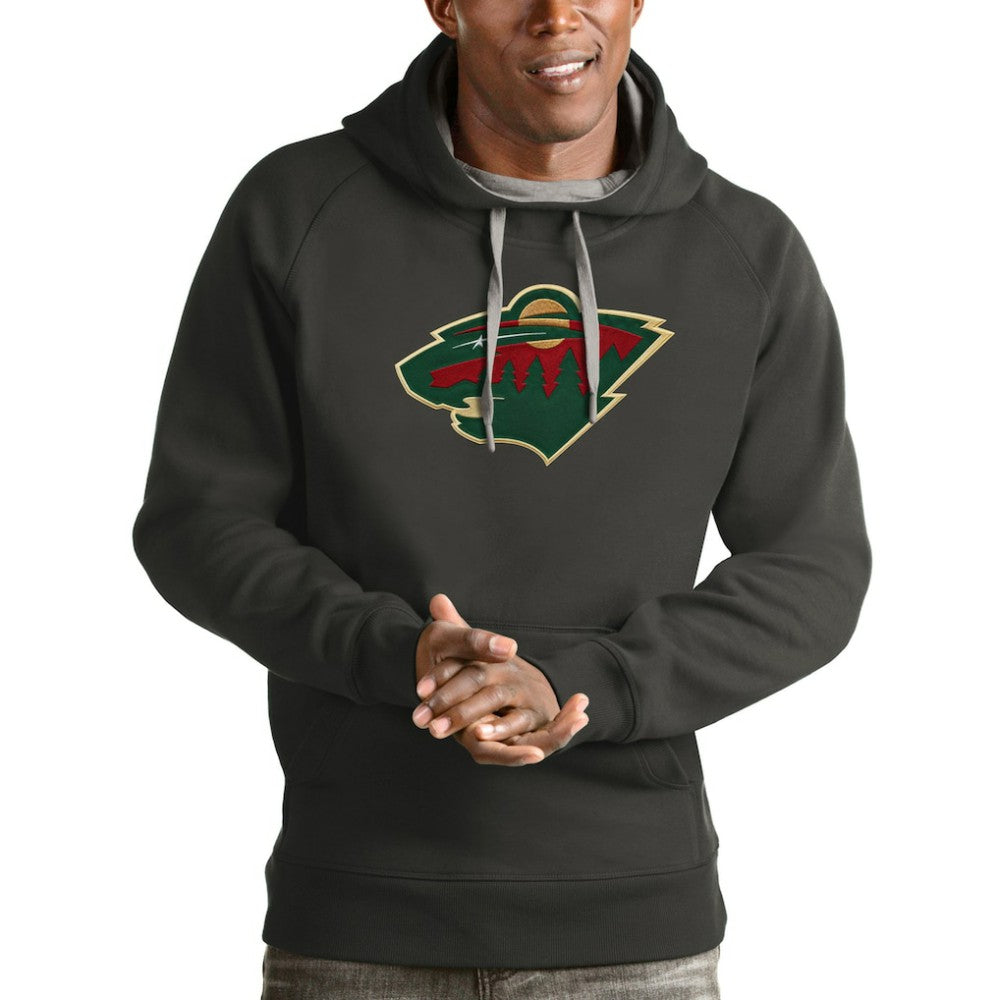 Minnesota Wild Antigua Logo Victory Pullover Hoodie - Charcoal - NHL 4571998
