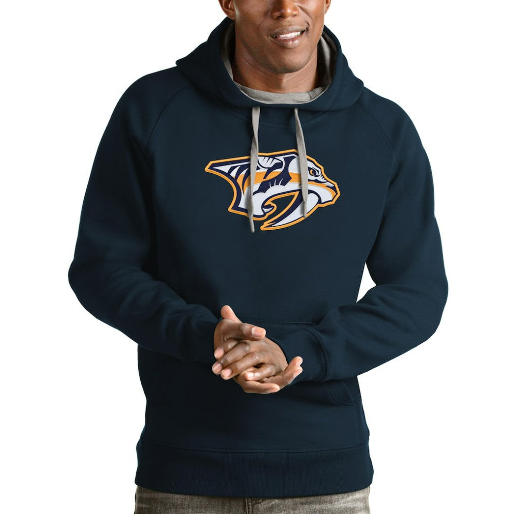 Nashville Predators Antigua Logo Victory Pullover Hoodie - Navy - NHL 4572008