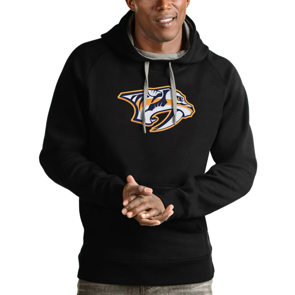 Nashville Predators Antigua Logo Victory Pullover Hoodie - Black - NHL 4572009