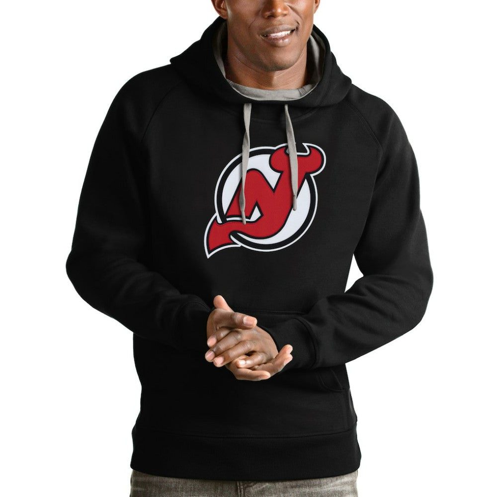 New Jersey Devils Antigua Logo Victory Pullover Hoodie - Black - NHL 4572014