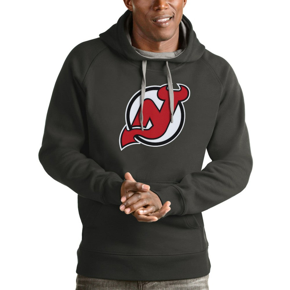New Jersey Devils Antigua Logo Victory Pullover Hoodie - Charcoal - NHL 4572017