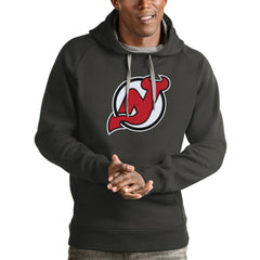 New Jersey Devils Antigua Logo Victory Pullover Hoodie - Charcoal - NHL 4572017