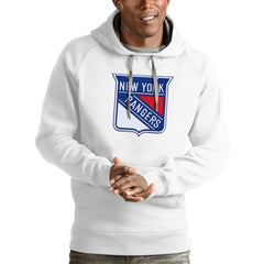 New York Rangers Antigua Logo Victory Pullover Hoodie - White - NHL 4572025