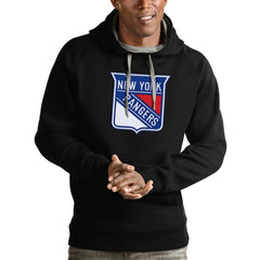 New York Rangers Antigua Logo Victory Pullover Hoodie - Black - NHL 4572027