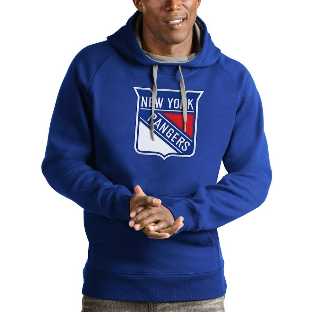 New York Rangers Antigua Logo Victory Pullover Hoodie - Blue - NHL 4572030