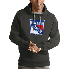 New York Rangers Antigua Logo Victory Pullover Hoodie - Charcoal - NHL 4572031