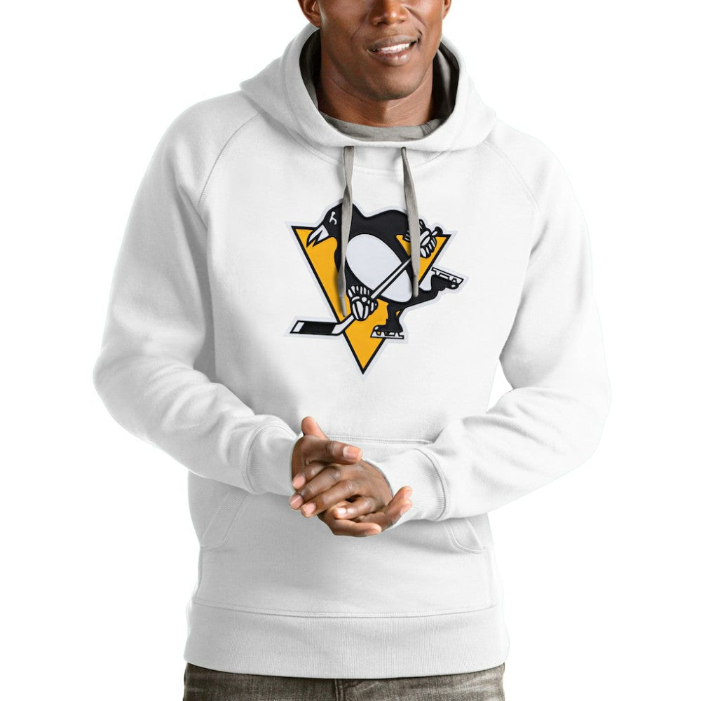 Pittsburgh Penguins Antigua Logo Victory Pullover Hoodie - White - NHL 4572041