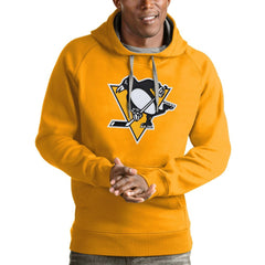 Pittsburgh Penguins Antigua Logo Victory Pullover Hoodie - Gold - NHL 4572044