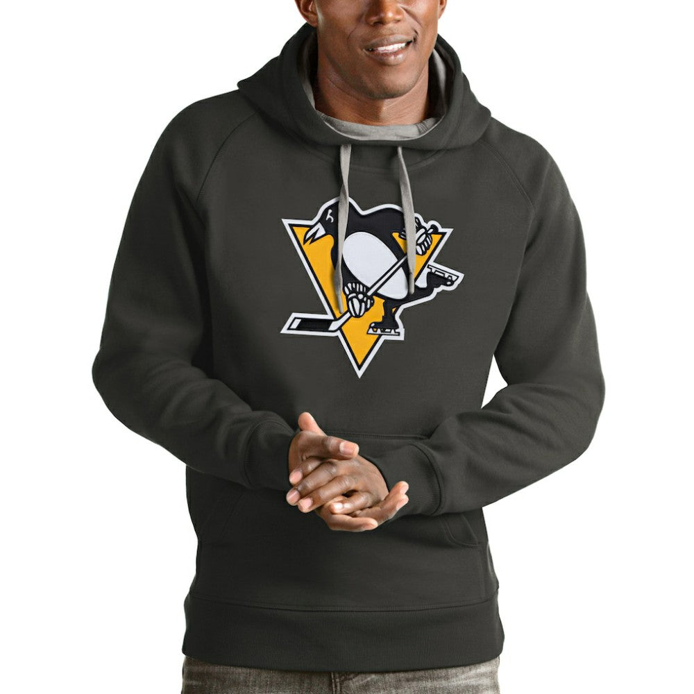 Pittsburgh Penguins Antigua Logo Victory Pullover Hoodie - Charcoal - NHL 4572045