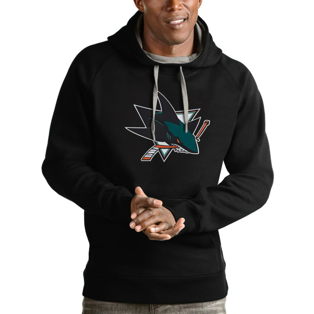 San Jose Sharks Antigua Logo Victory Pullover Hoodie - Black - NHL 4572047
