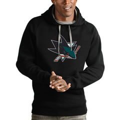 San Jose Sharks Antigua Logo Victory Pullover Hoodie - Black - NHL 4572047